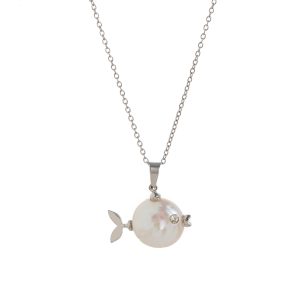 Ocean World Clownfish Necklace, Natural Pearl Bighead Fish Pendant Jewelry, Goldfish Kissing Fish Clavicle Chain, Color Preservative