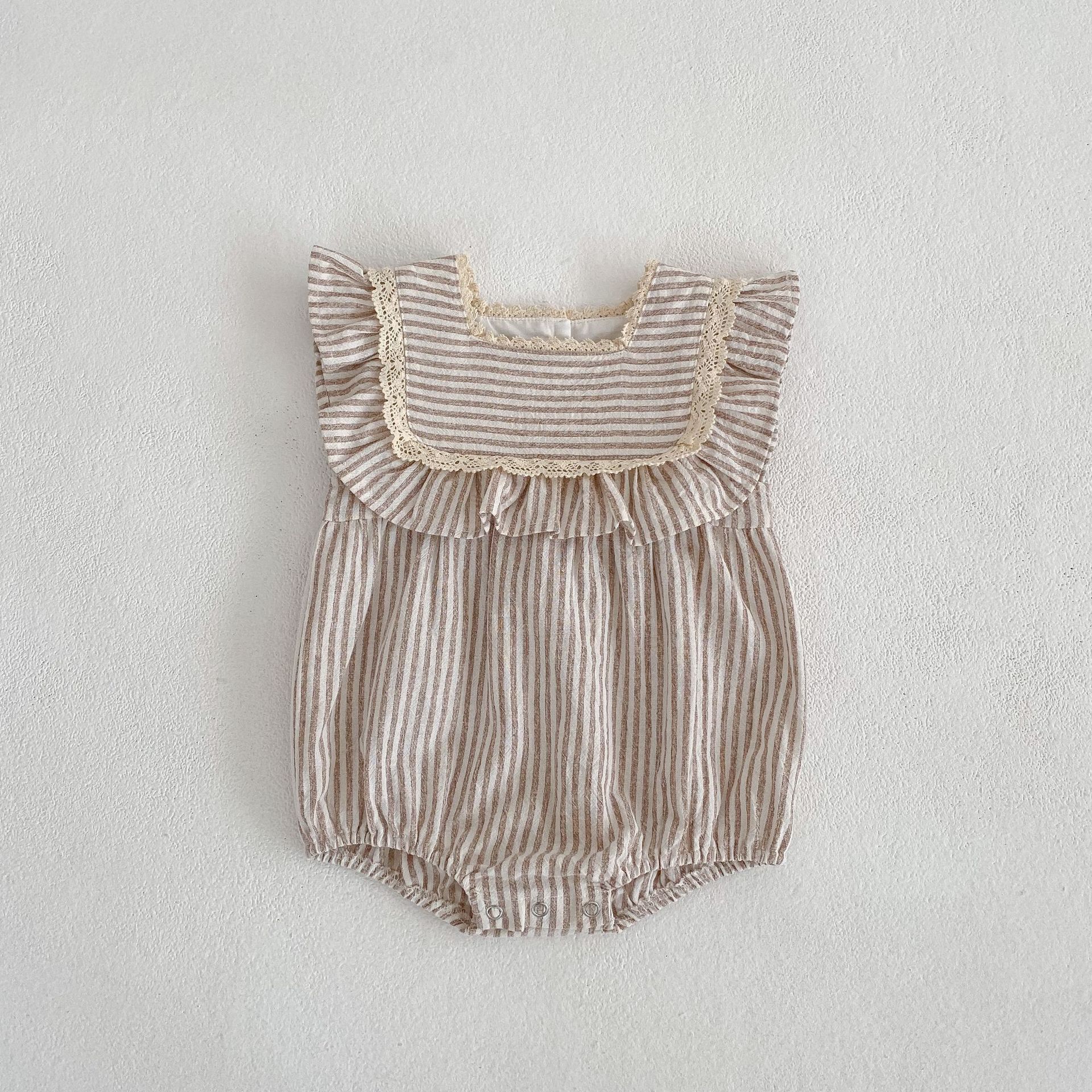 2023 new sister dress Korean version summer striped ruffles girls fashion princess dress baby crawling clothes - Image 9