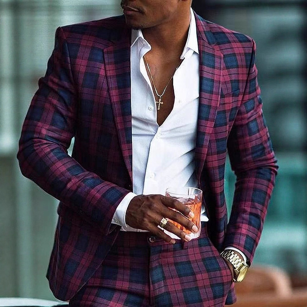 Cross-border foreign trade hot-selling spring and autumn new digital printing plaid men's casual suits and casual jackets