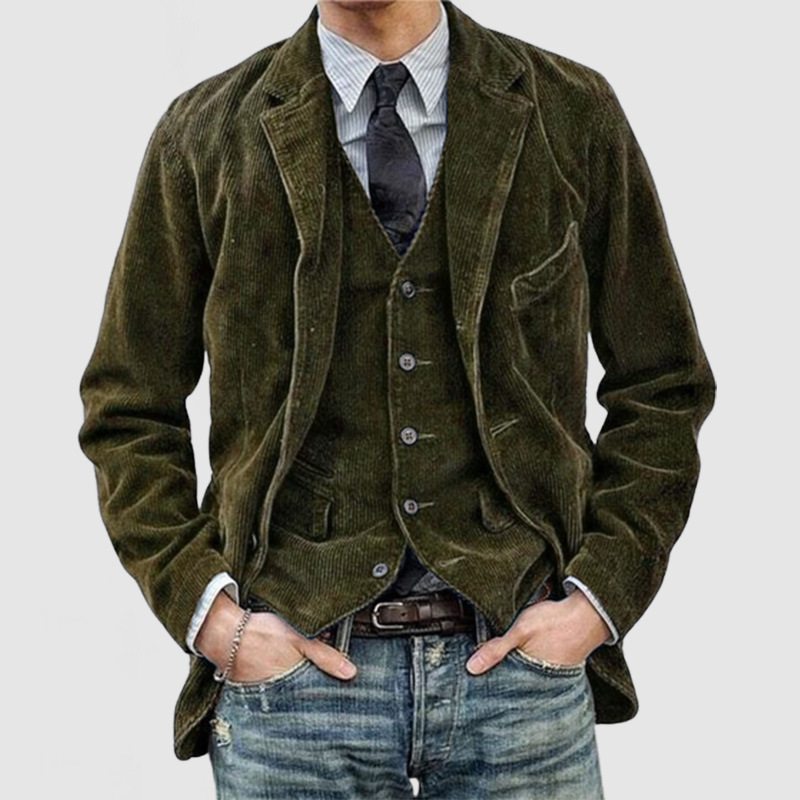 2024 Cross-border Trade, Wish, Amazon, AliExpress, Europe and America Foreign Trade Corduroy Suit Casual Jacket Men's Clothing - Image 4
