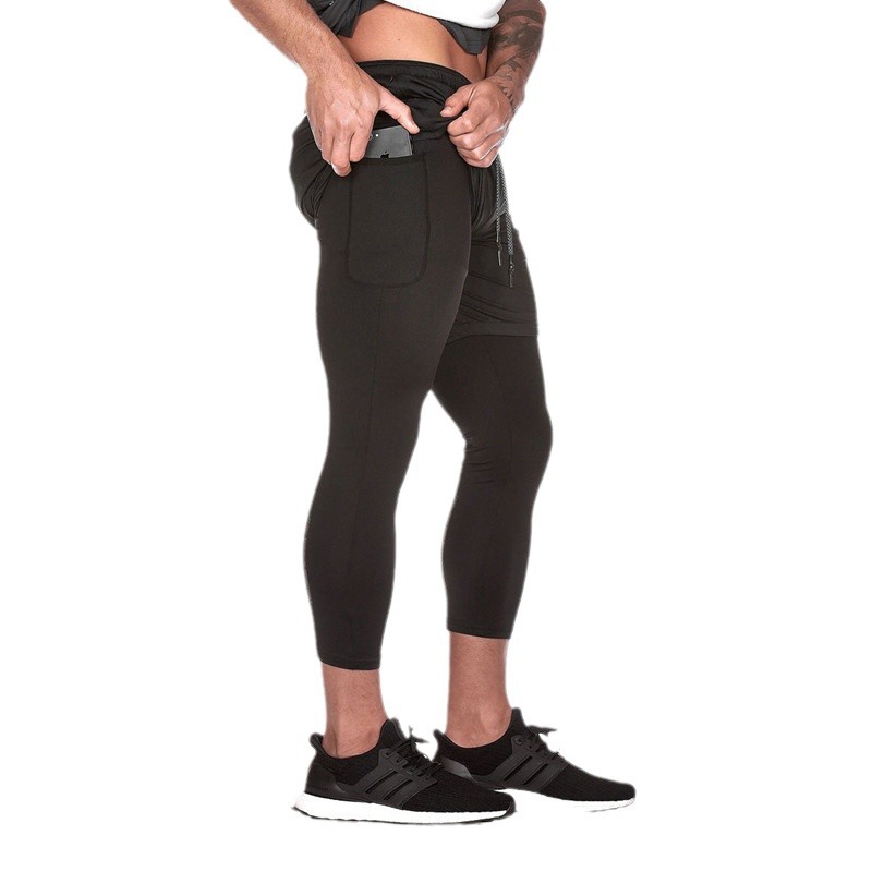 2023 Autumn New Muscle Men's Fashion Versatile Fake Two-Piece Breathable Fitness Training Running Sports Shorts - Image 7