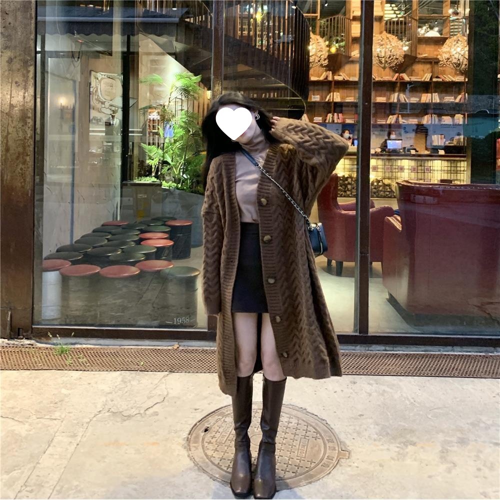 Women's Cardigan, Mid-Length, Spring/Winter New Style, Loose Fit, Korean Style, Elegant and Slimming Knitwear Coat Top - Image 3