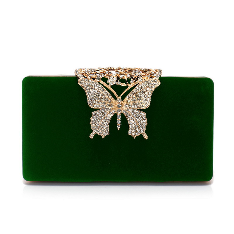 Cross-border hot-selling diamond-studded evening bag bow high-end ladies velvet banquet bag evening dress clutch bag - Image 7