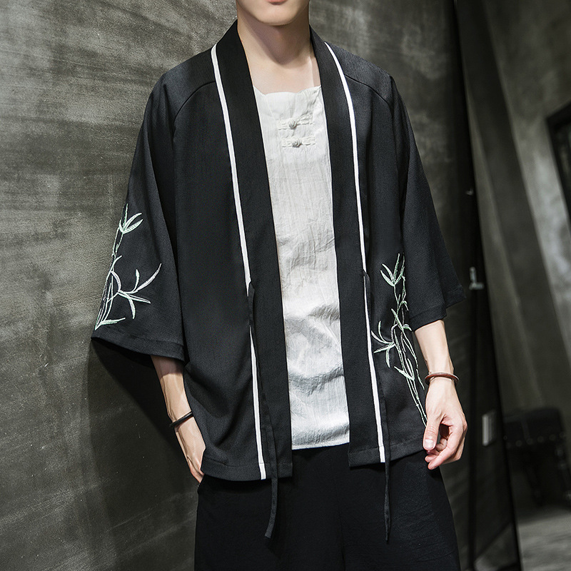 AliExpress new Chinese style round dragon embroidery three-quarter sleeve cardigan Hanfu sunscreen clothing men's Japanese loose jacket men - Image 17