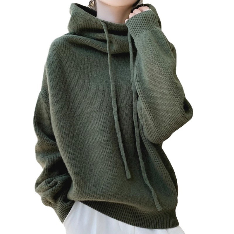 Cross-border European goods pile collar thickened sweater women 2024 autumn and winter new lazy style all-match long-sleeved knitted sweater women - Image 5