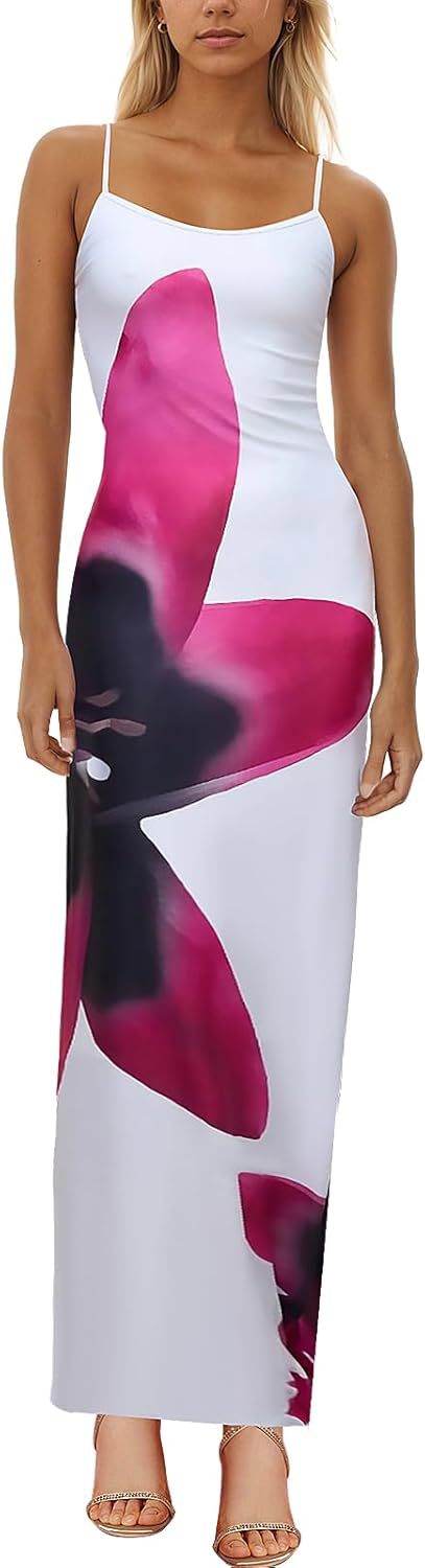 2025 autumn new elegant temperament tight low-cut contrast color rose print design one-step suspender dress - Image 16