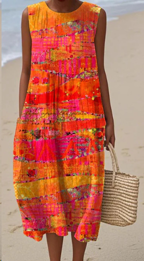2025 European and American spring and summer new sleeveless casual printed temperament long dress slim small fresh casual dress - Image 37