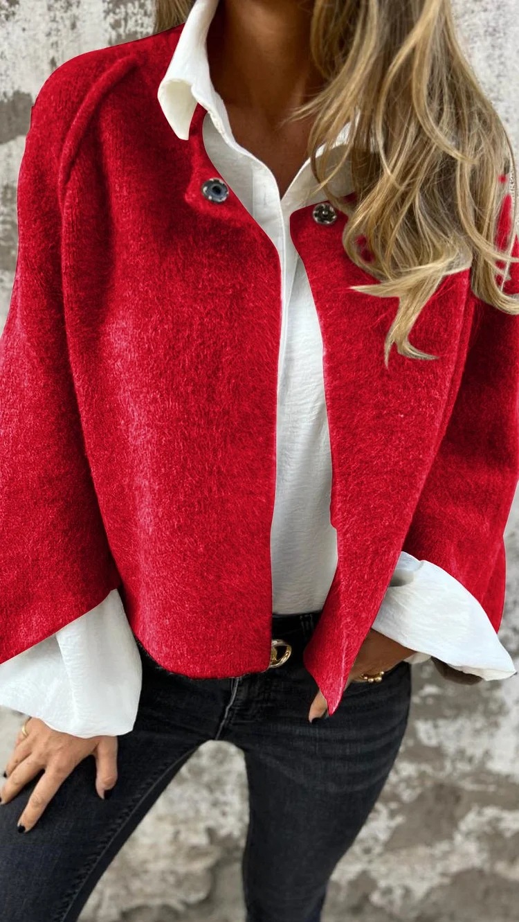 2024 Independent Station Foreign Trade AliExpress_Autumn and Winter Loose Short Cashmere Long Sleeve Jacket - Image 13