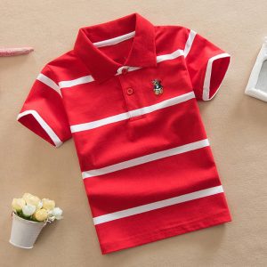 Pure cotton children's short-sleeved T-shirt children's clothing Korean kids polo small, medium and large children's striped boys summer POLO shirt 0-16 years old