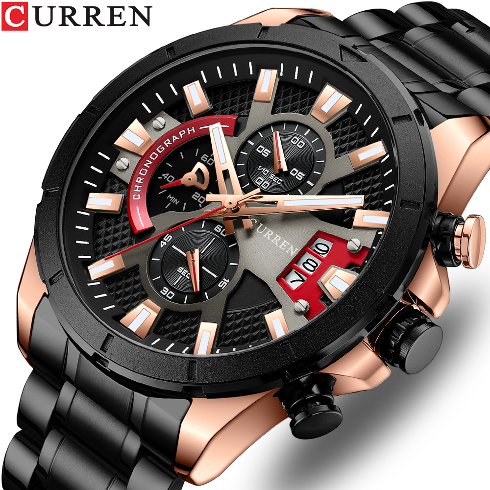 Curren/Careen 8401 Men's Watch Six Hand Watch Quartz Watch Steel Band Watch Calendar Men's Watch - Image 5