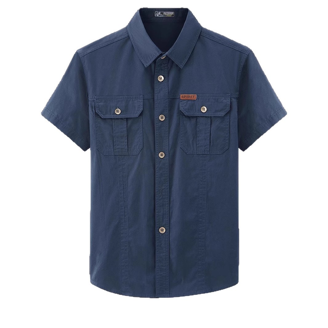 American-style workwear trendy casual short-sleeved shirt for men, new summer 2025 style, fashionable multi-pocket shirt jacket. - Image 6
