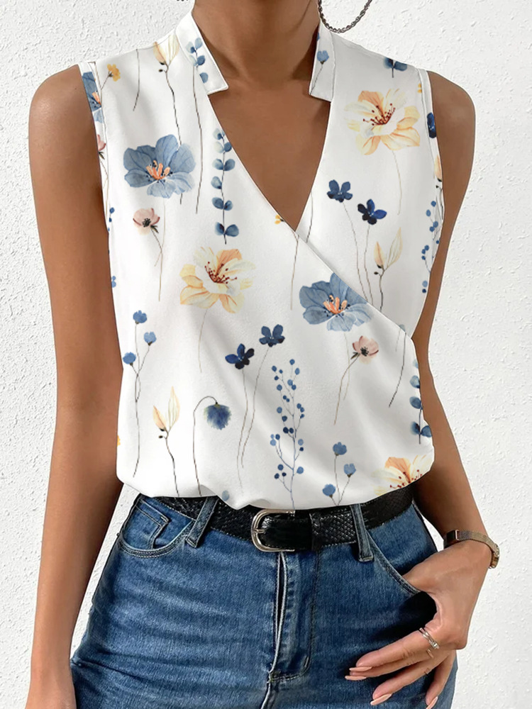 2025 Summer New Women's Printed V-Neck Top/Shirt with European and American French Design for Foreign Trade and Cross-Border Trade - Image 10