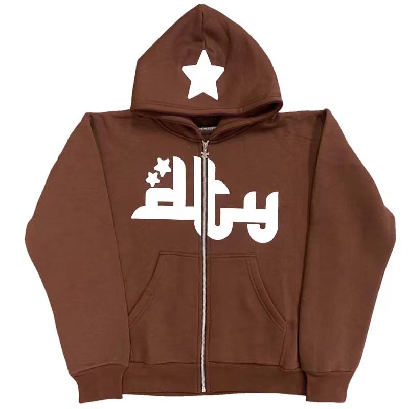 Autumn and winter European and American trendy printed sweater female cardigan high street casual hip-hop metal zipper jacket male-1123 - Image 4