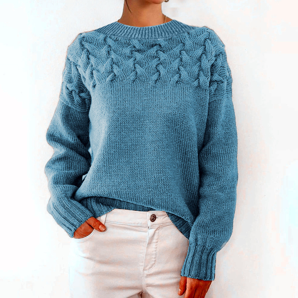 2026 Amazon Cross-Border New Women's Clothing Independent Site eBay Fashion Cable Braid Details High Neck Long Sleeve Sweater - Image 20