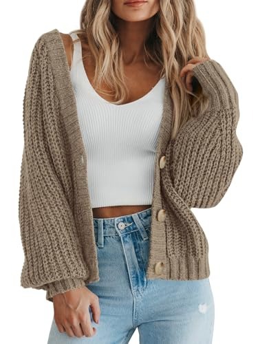 Cross-border women's clothing Amazon autumn/winter V-neck chunky knit cardigan women's lazy style knit sweater factory customization - Image 27