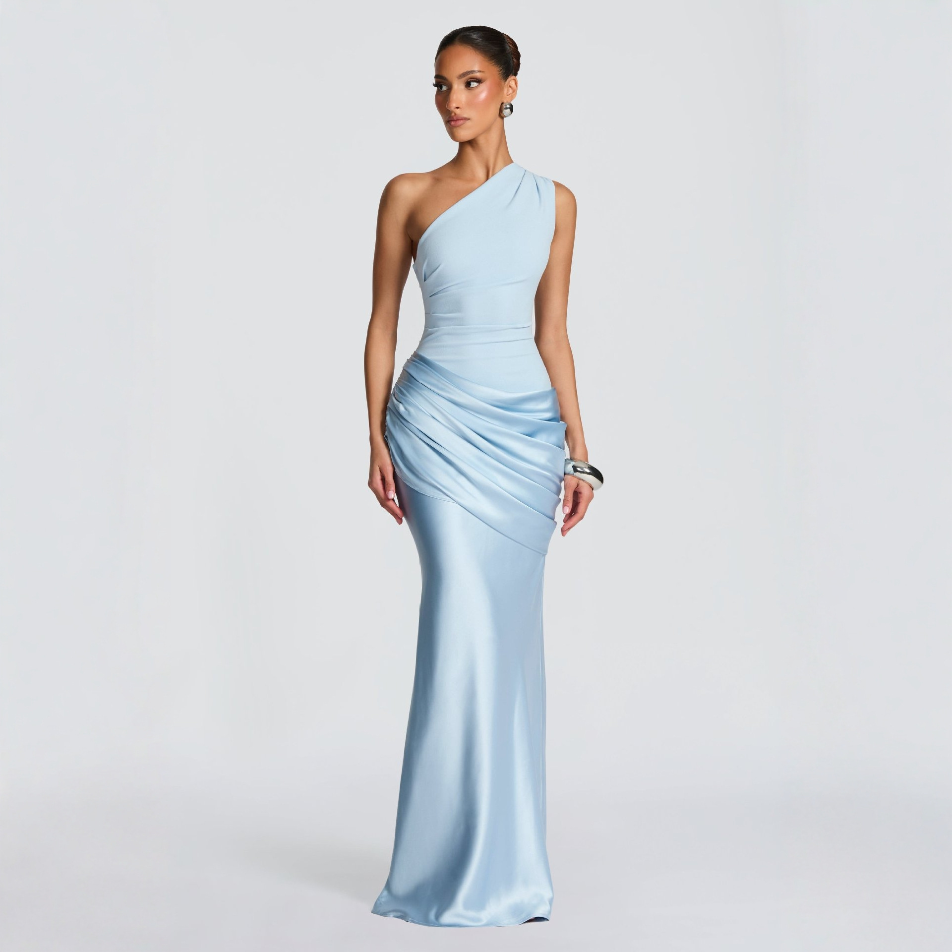 European and American style women's casual long-sleeved slim-fit pure and sexy suspender long dress slim solid color hip-hugging dress - Image 2