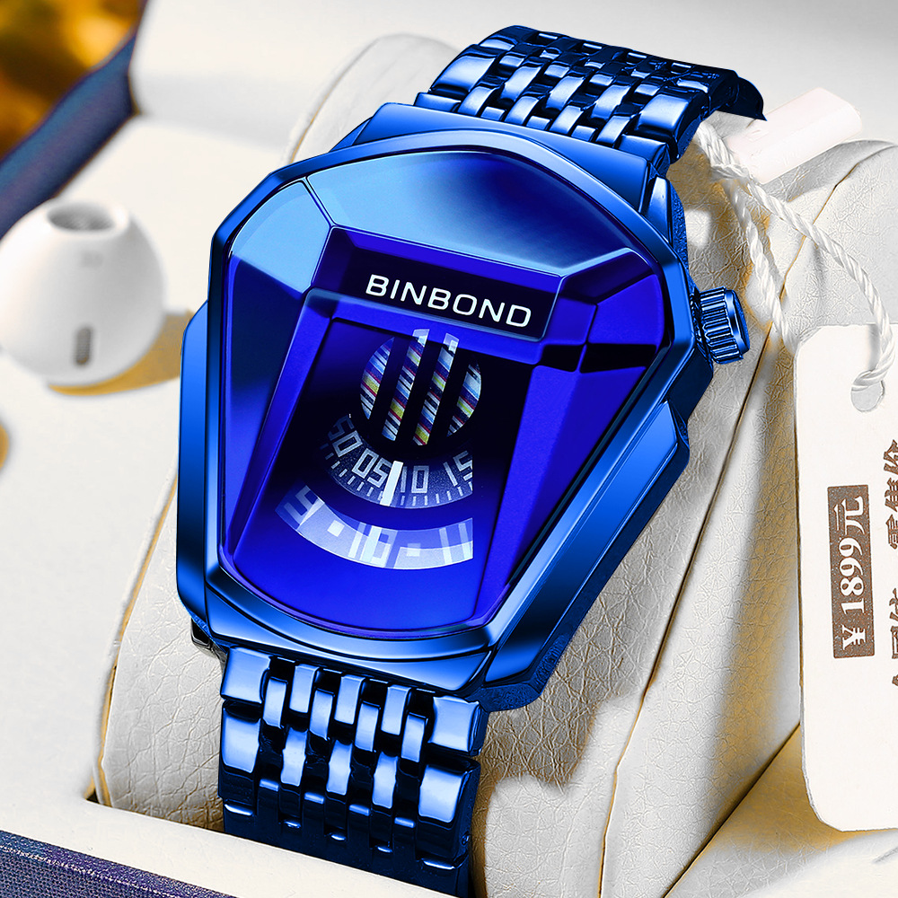 Cross-border shrimp skin men's watch trend shopee watch style locomotive concept watch men's live black technology watch - Image 4