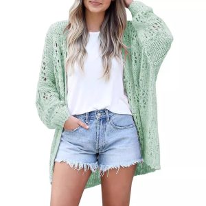Women's Long-Sleeve Openwork Knit Cardigan