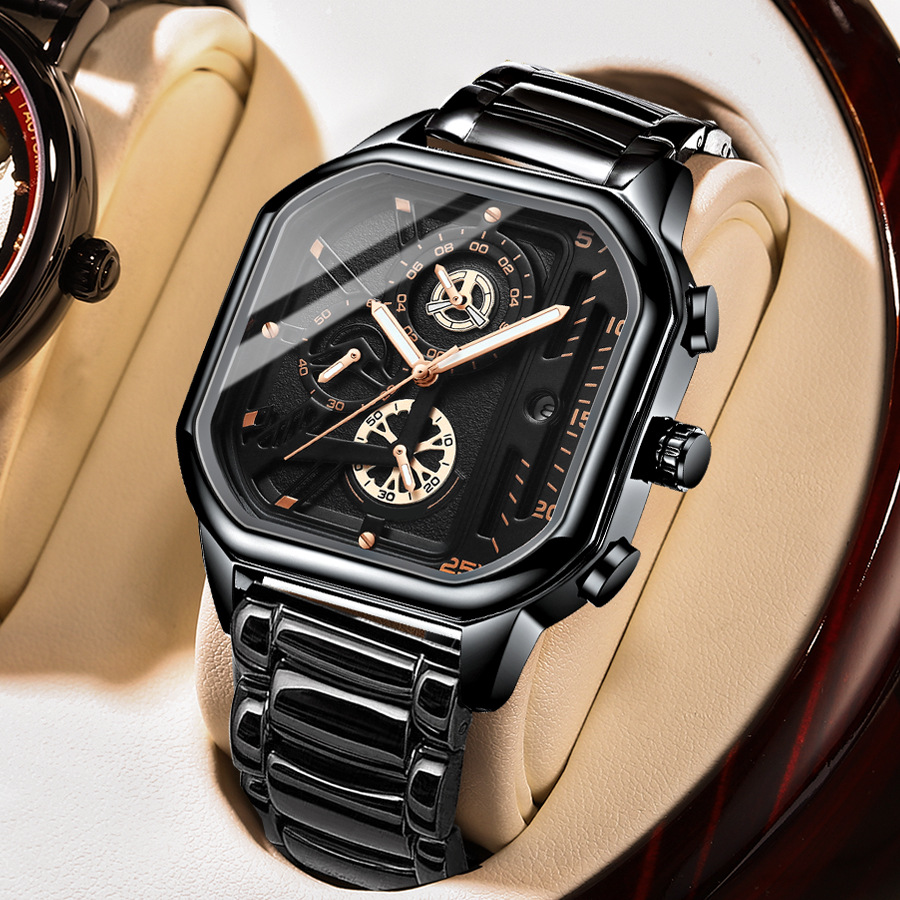 2022 New Black Warrior Square Men's Watch Authentic Student Light Luxury Non-Mechanical Quartz Watch Cross-Border Live Broadcast - Image 13