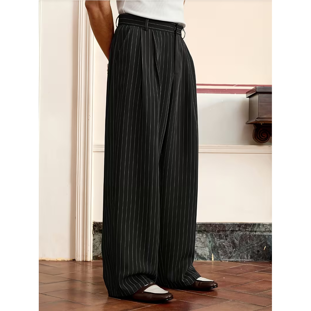 2026 Autumn/Winter New Cross-Border European Size Men's Wide-Leg Loose Casual Pants with Flowy Japanese Style Suit - Image 2