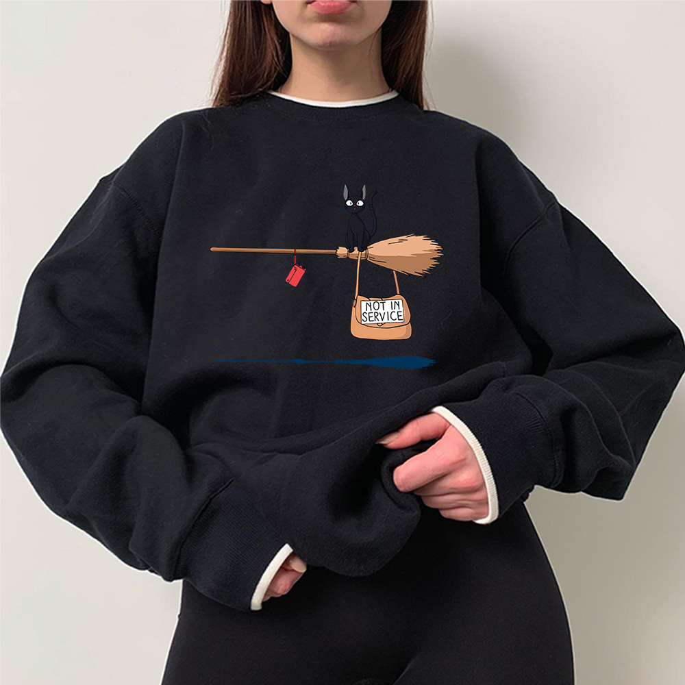 Cross-border autumn and winter girls' clothing cute witch broom kitten plus velvet round neck long-sleeved sweater loose casual jacket - Image 15