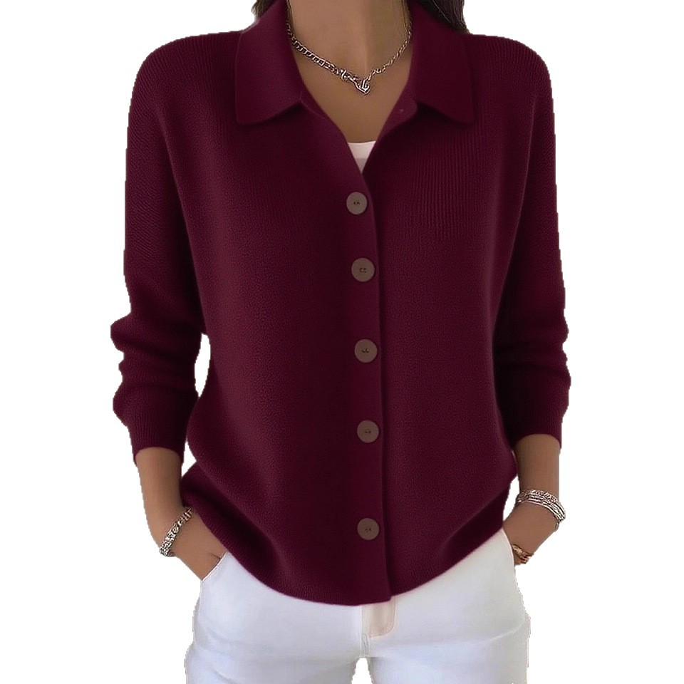 2026 European and American cross-border knitted cardigan button women's sweater coat autumn and winter new solid color casual fashion women's clothing - Image 5