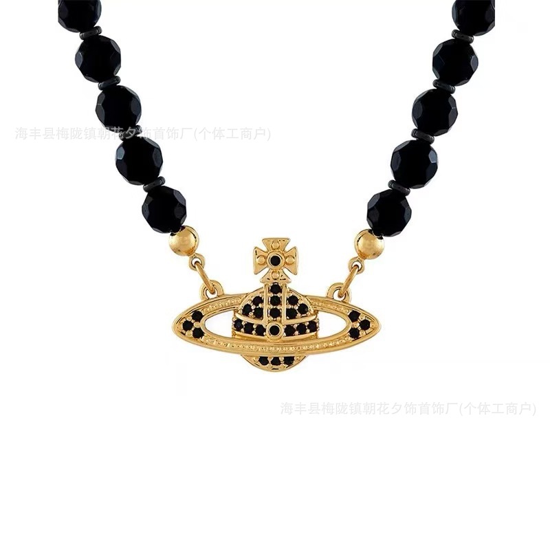 Classic Vivienne Westwood Saturn Pearl Necklace, High-End Version, Full Diamond Inlay, Swarovski Glass Pearl Chain, Women's Style, Nana's Style - Image 9