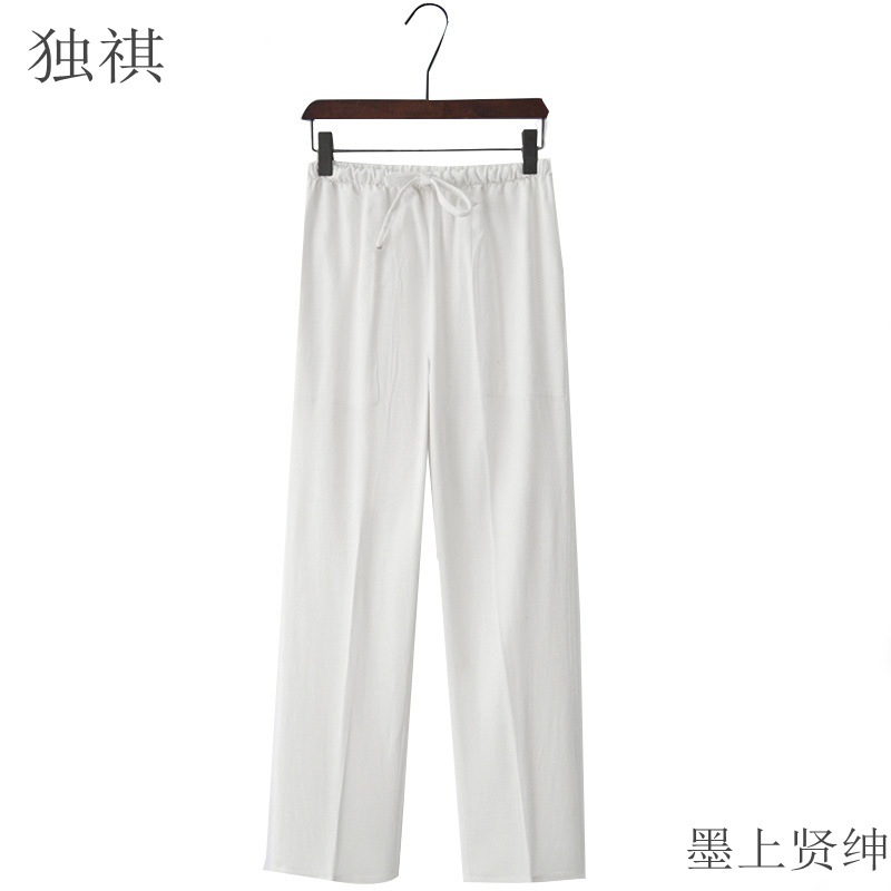 Chinese style men's linen casual pants loose large size trousers cotton and linen pants straight pants Tai Chi Kung Fu pants men