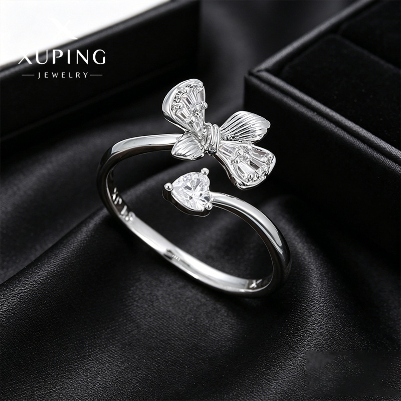 Xuping elegant and simple open butterfly ring, sweet and stylish Japanese and Korean style best friend ring, copper alloy jewelry wholesale.