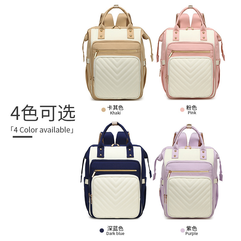 Mommy bag European and American style high quality Oxford cloth portable mother and baby bag outdoor travel multi-pocket large size mommy bag - Image 4