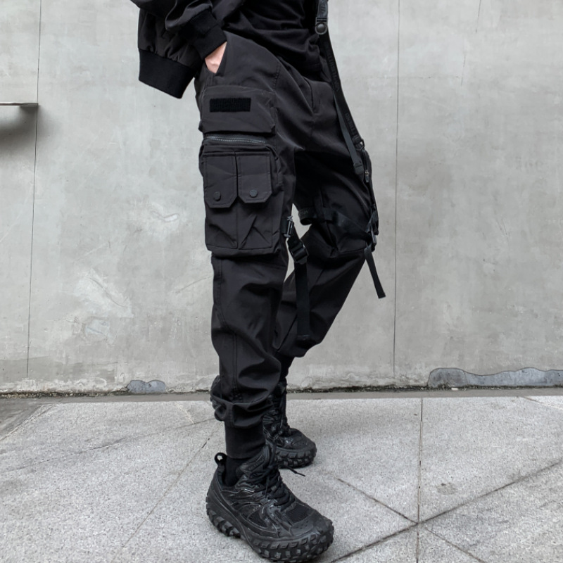 2026 Spring/Autumn Men's Japanese Style Loose Fit Multi-Pocket Cargo Pants Youthful Trendy Jogger Casual Sports Pants - Image 2