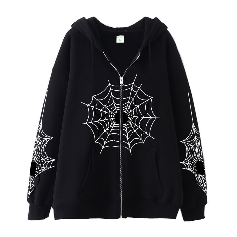Cross-border youth spider web metal zipper sweatshirt street trend spring and autumn hoodie American retro casual jacket for men - Image 11