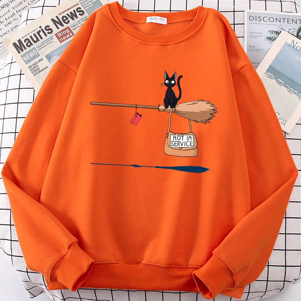 Cross-border autumn and winter girls' clothing cute witch broom kitten plus velvet round neck long-sleeved sweater loose casual jacket - Image 6