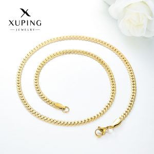 Xuping European and American foreign trade cross-border stainless steel 14k plated simple niche lobster clasp necklace plain chain