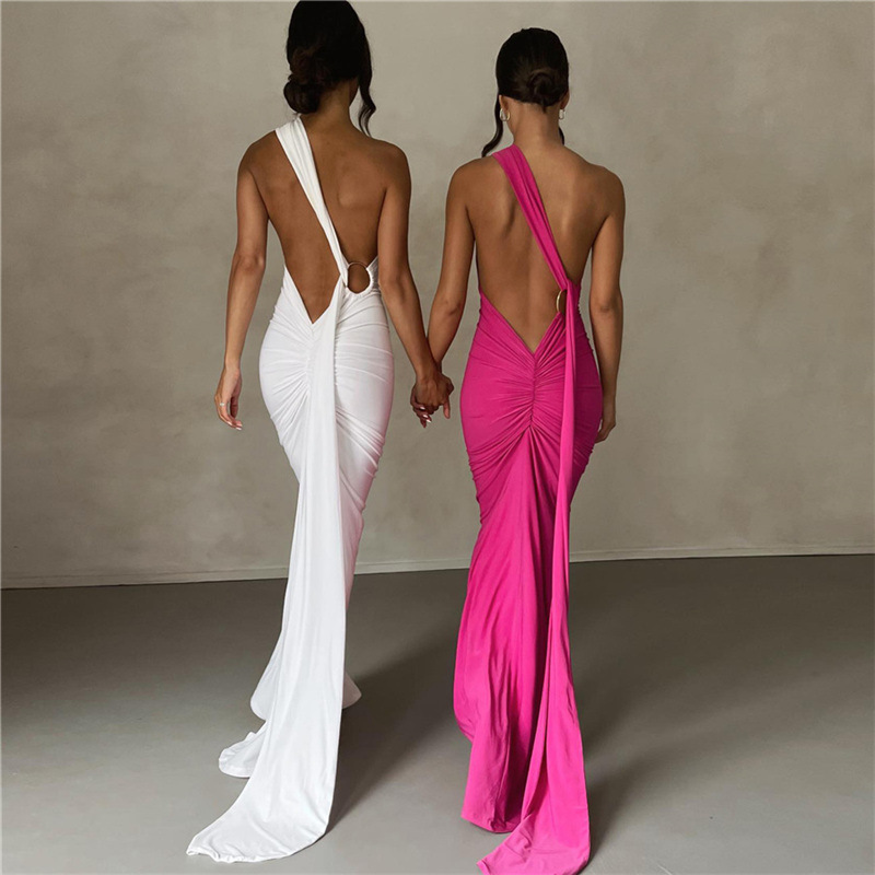 2024 spring and summer new European and American style cross-border women's clothing sexy backless halter neck hip-covering slim evening dress for women - Image 5