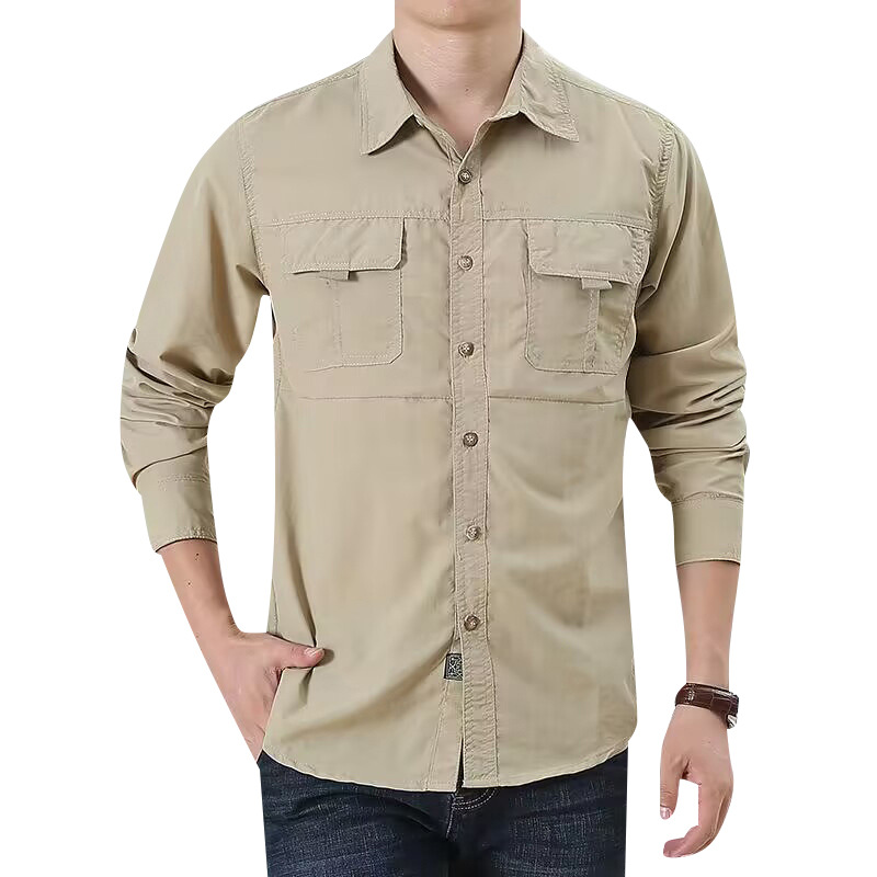 2024 Spring and Autumn New Shirt Men's Long Sleeve Cotton Casual Solid Color Shirt Middle-aged and Young Worker Slim Jacket - Image 21