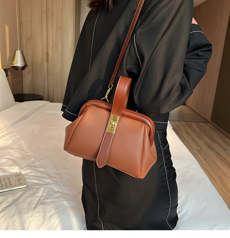 Cross-border bag women's bag 2022 fashion new lychee pattern clip handbag fashion all-match shoulder Messenger bag - Image 8