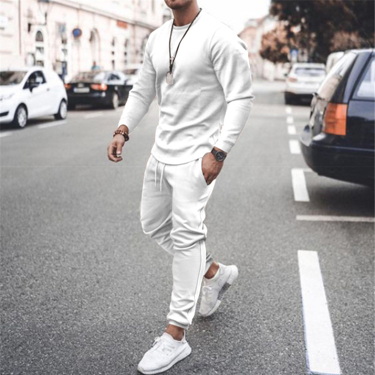 2021 Summer Cross-border European and American Independent Station Long Sleeve Casual Suit Two-piece Men's Trendy Multicolor - Image 3