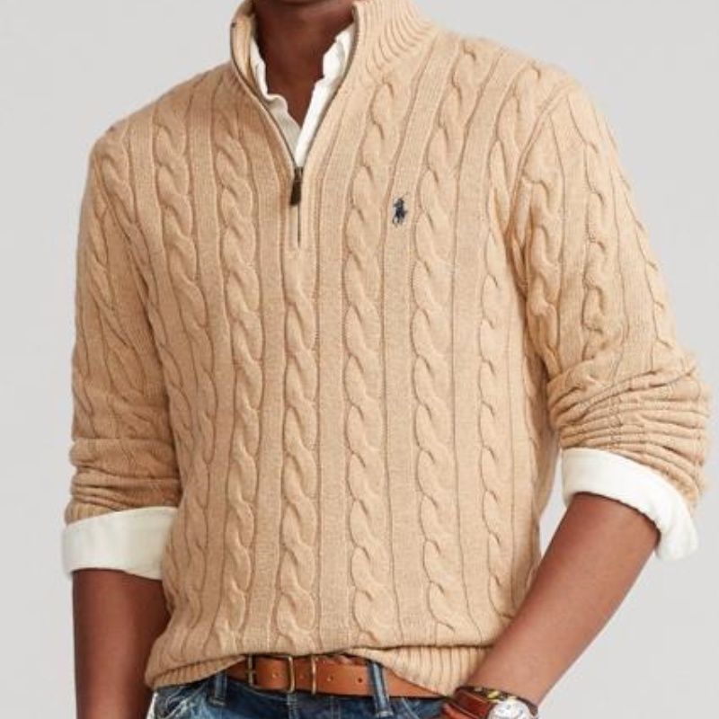 Foreign trade Paul Polo sweater men's half zip thickened twist pullover wool sweater embroidered pony logo new - Image 6