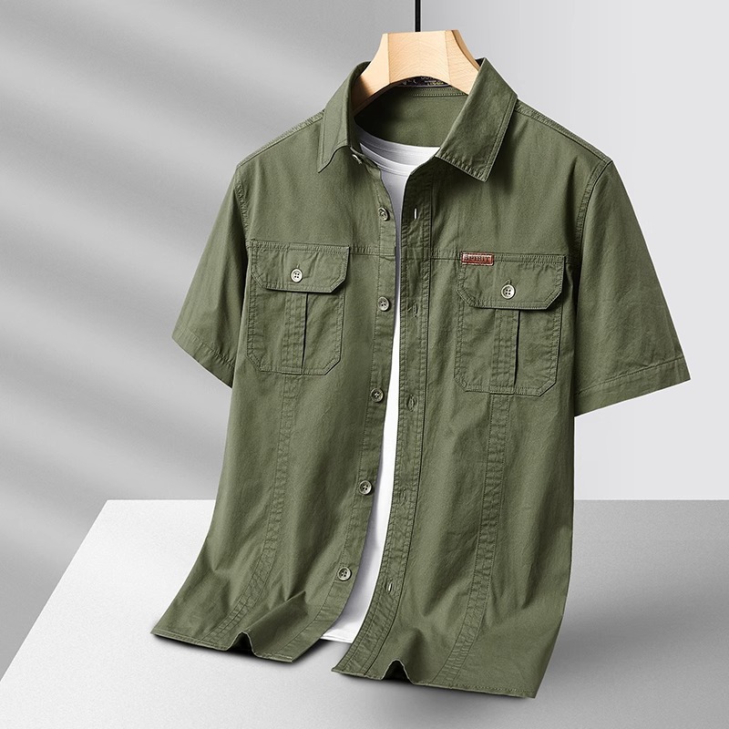 American-style workwear trendy casual short-sleeved shirt for men, new summer 2025 style, fashionable multi-pocket shirt jacket. - Image 7