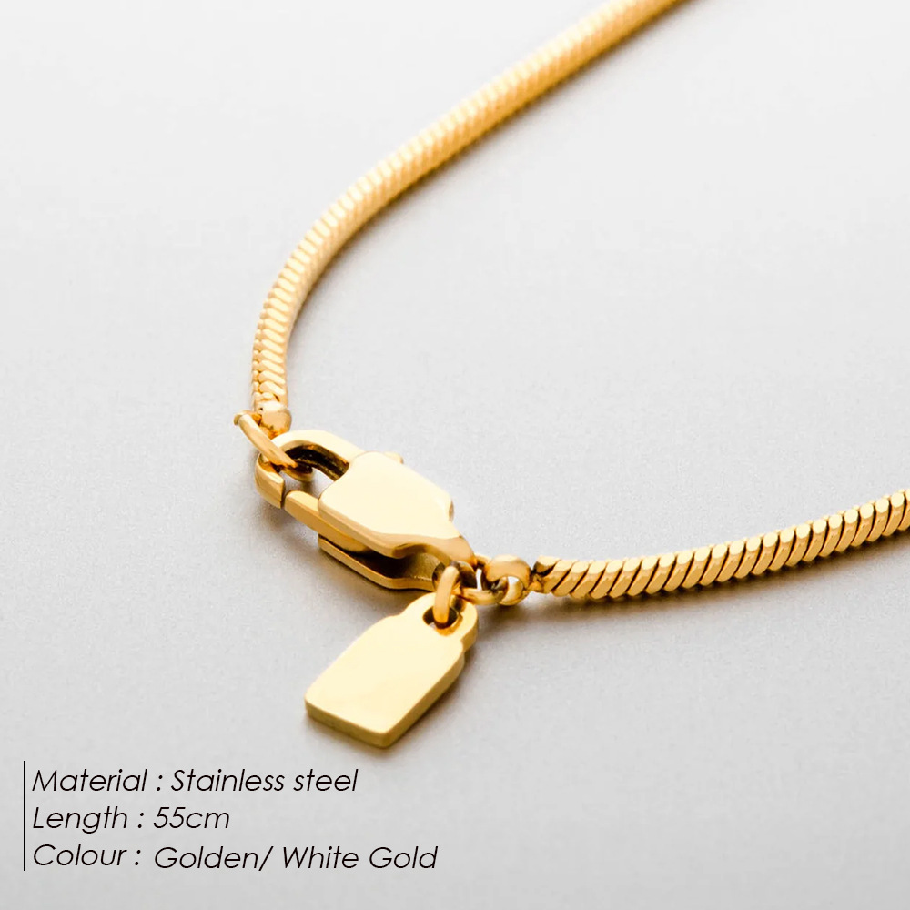 Chihang Jewelry Cross-border Premium Stainless Steel Necklace for Men: Simple Luxury Design, Square Chain, 18K Gold, Titanium Steel - Image 2