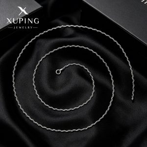 Xuping Jewelry: Simple White Fine Wave Chain Pendant with Chain, Stylish and Unique Single Chain Necklace for Women