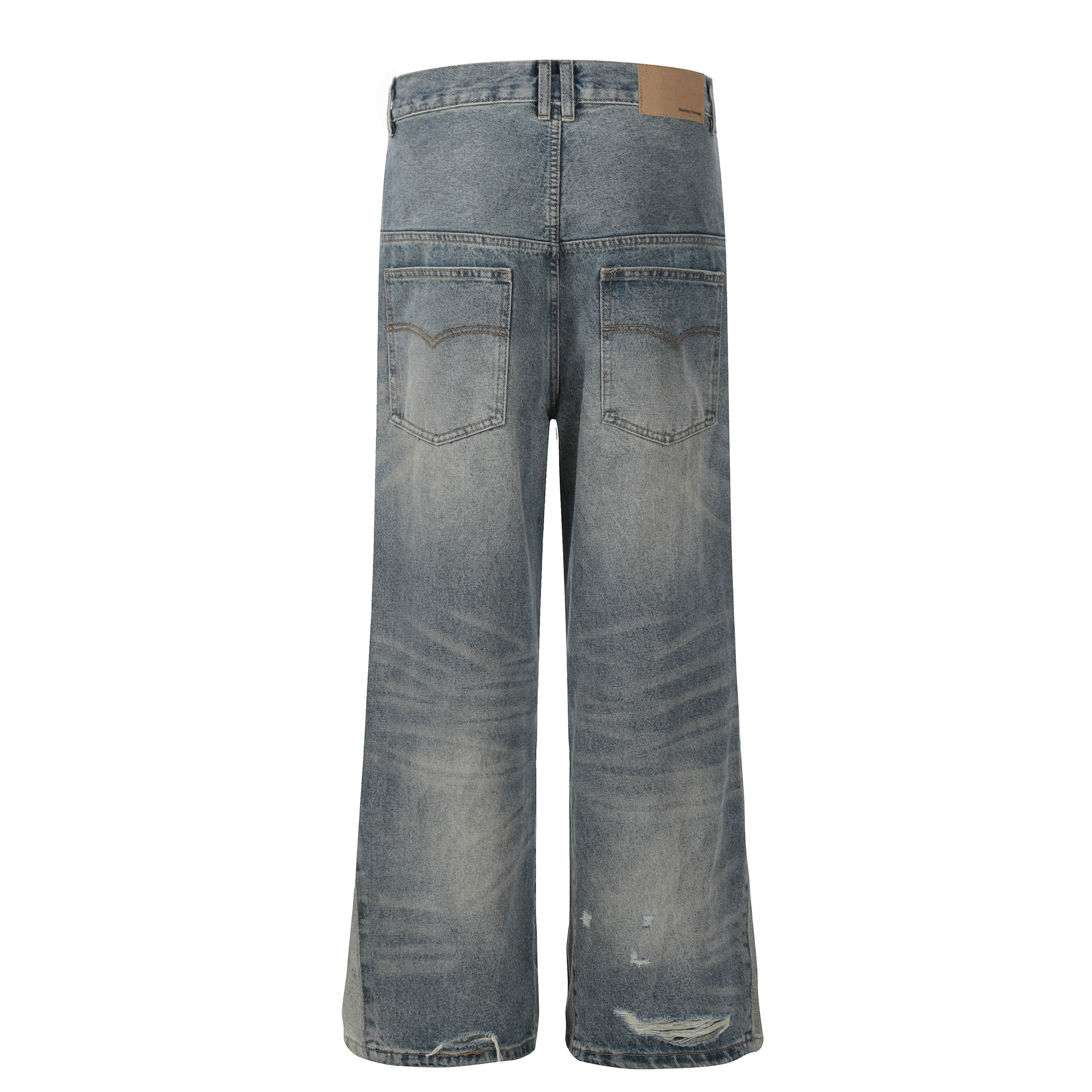 G6608 American Retro 2024 Trendy Washed Distressed High-End Design Men's Loose Flare Jeans - Image 3