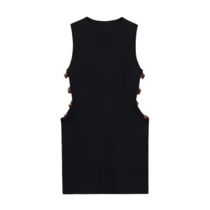 UNIZERA Women's 2026 Summer New Arrival Sleeveless Round Neck Beaded Knitted Short Dress 3921018