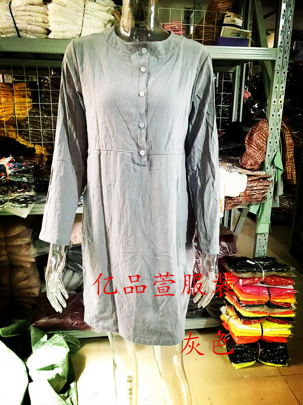 2023 cross-border spring new Amazon AliExpress hot style large size women's clothing cotton and linen round neck long-sleeved dress - Image 8