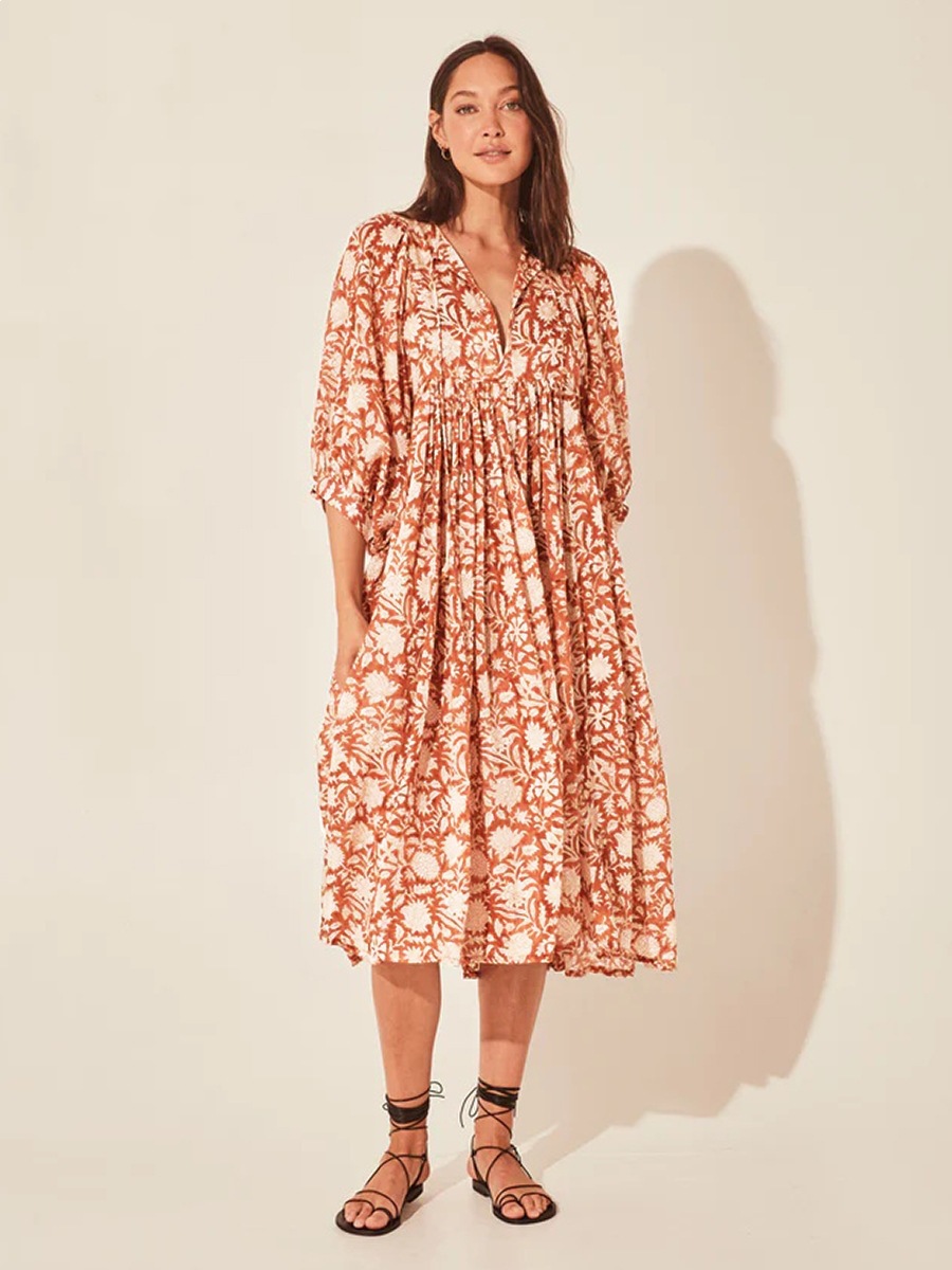 Amazon AliExpress cross-border best-selling personalized artistic European and American style rayon floral print dress - Image 12