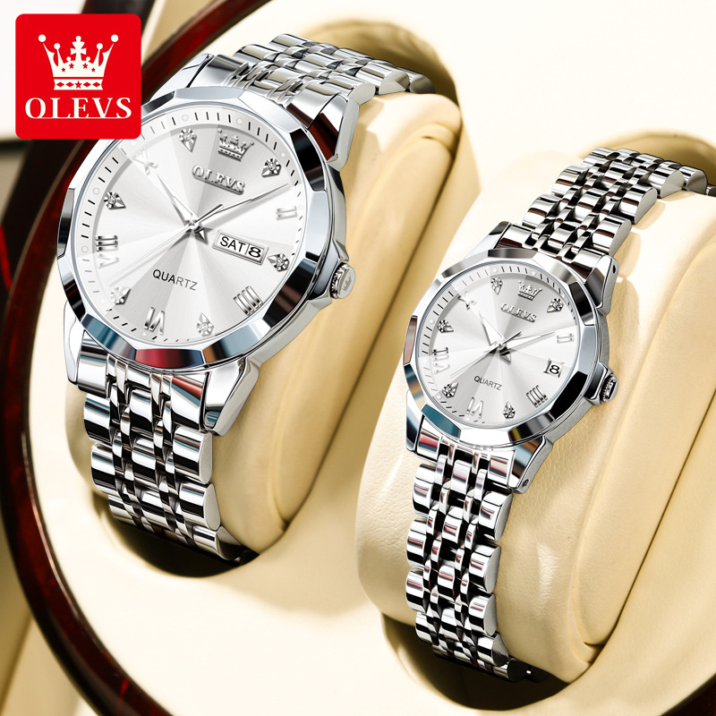 A dropshipping Oris brand watch fashion elegant double calendar waterproof quartz watch couple men and women watches - Image 7
