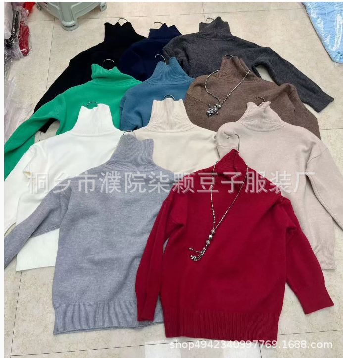 Customizable European and American cross-border high-neck sweater, 2026 autumn and winter loose-fitting versatile knit pullover style women's base layer. - Image 12
