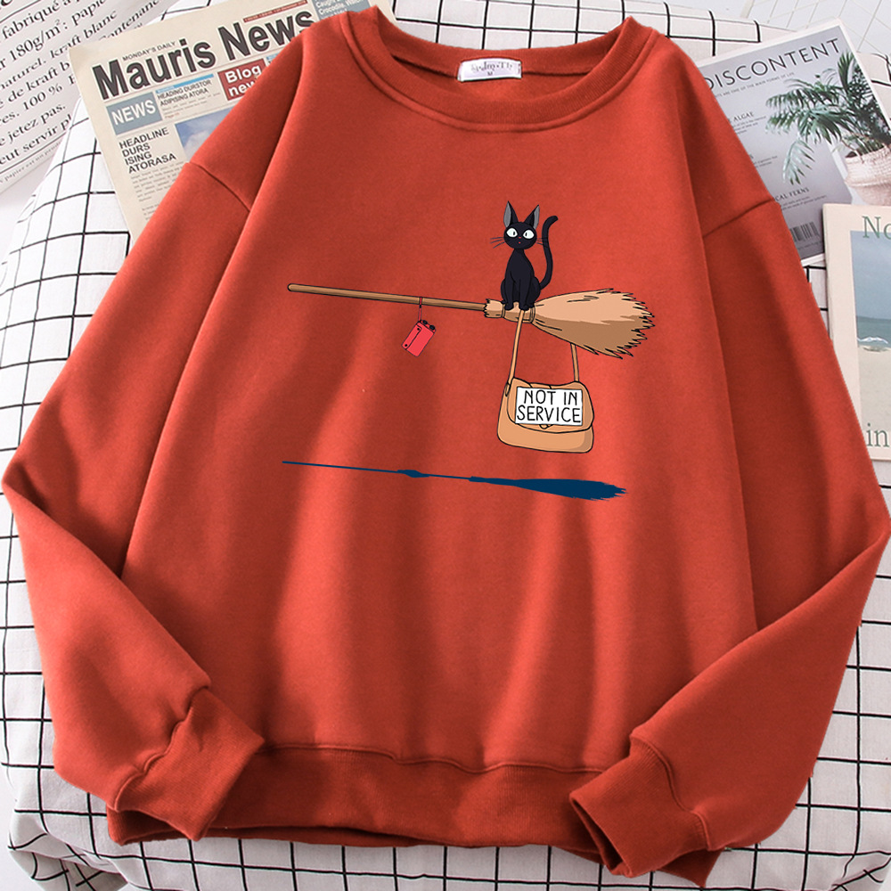 Cross-border autumn and winter girls' clothing cute witch broom kitten plus velvet round neck long-sleeved sweater loose casual jacket - Image 12