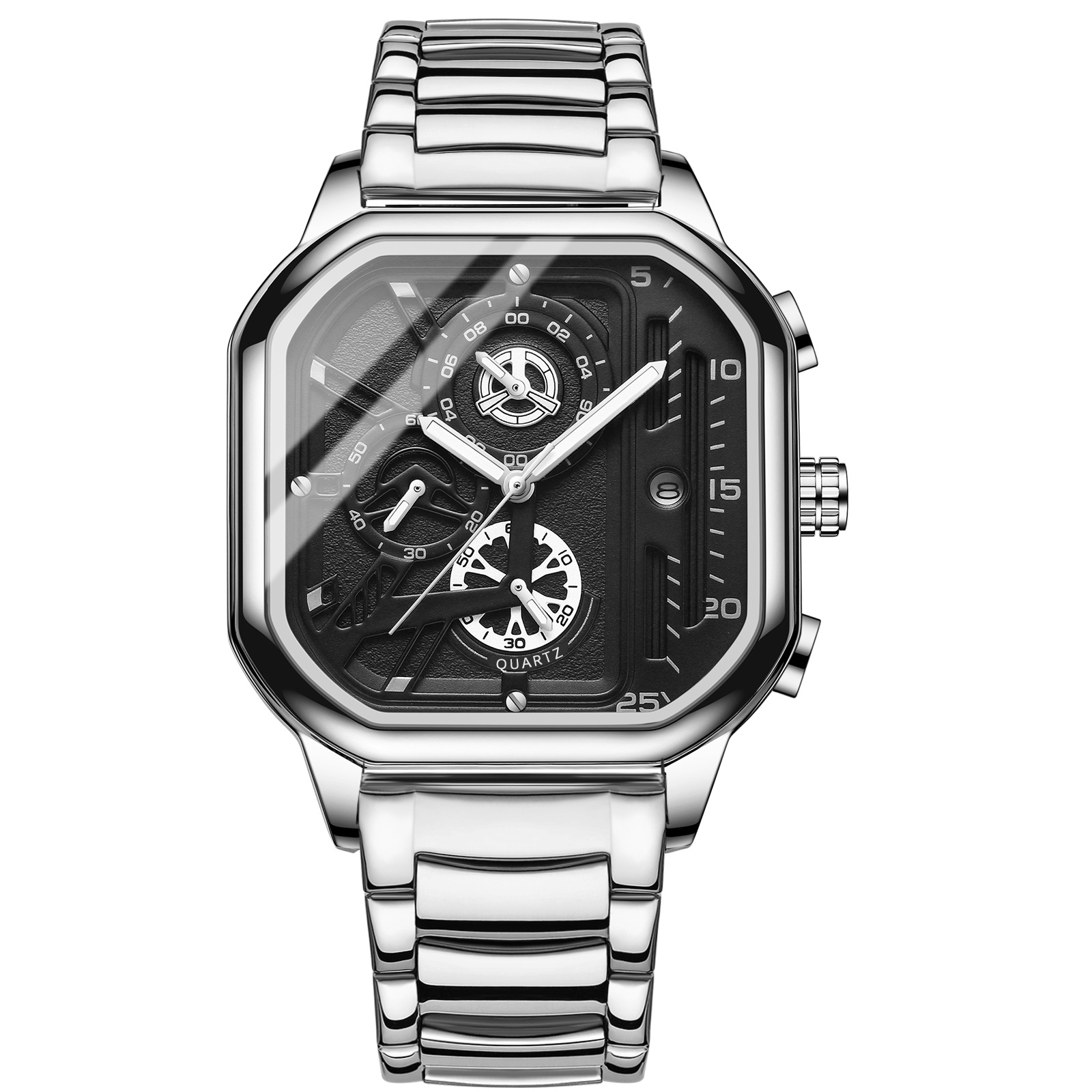 2022 New Black Warrior Square Men's Watch Authentic Student Light Luxury Non-Mechanical Quartz Watch Cross-Border Live Broadcast - Image 11